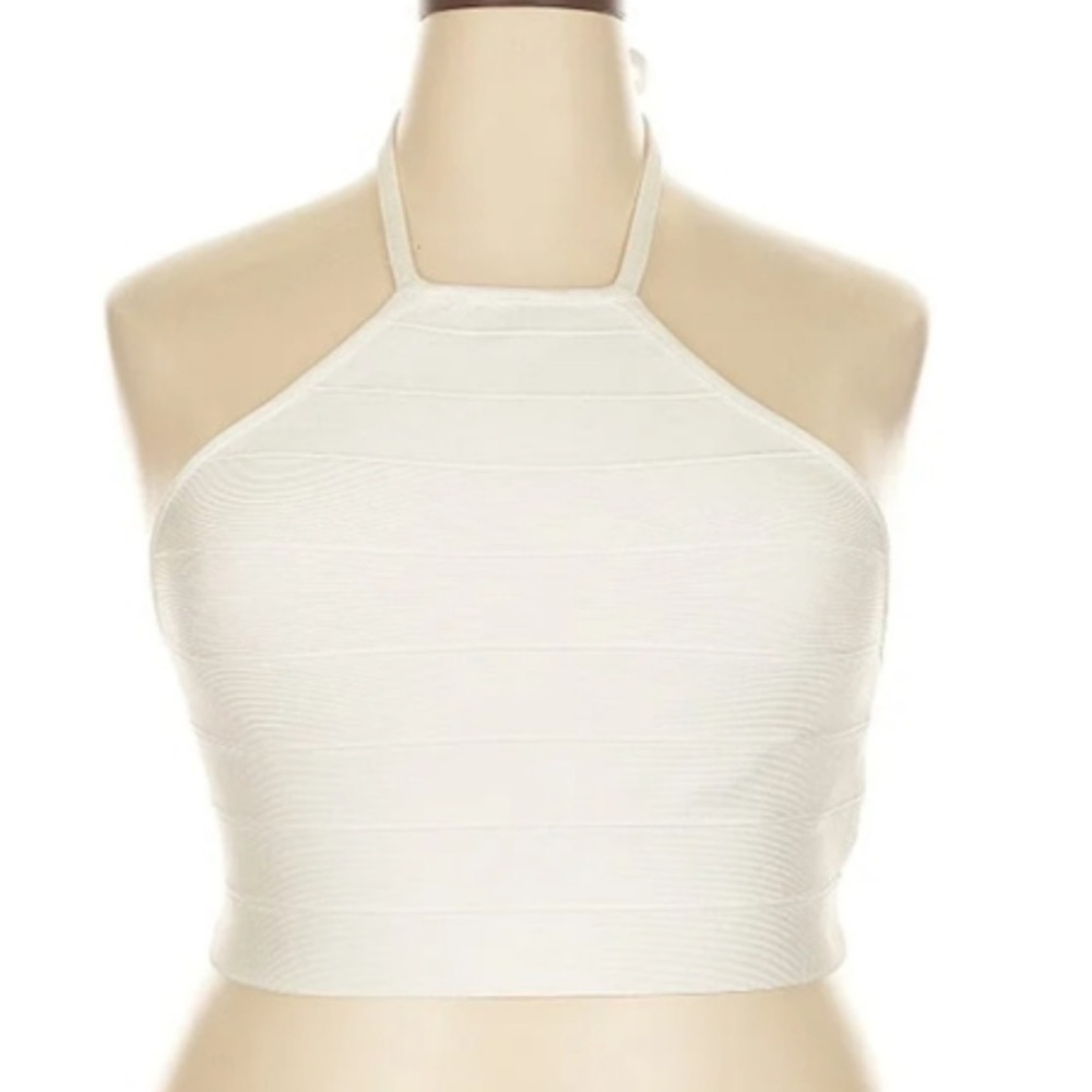 Herve Leger Forever 21 White Halter Crop Top